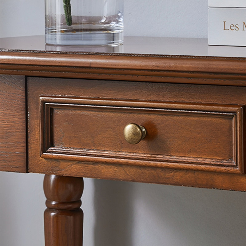 Rural Classical Art Solid Wood Console Table, 29.92" H x 39.37" W x 13.78" D, White