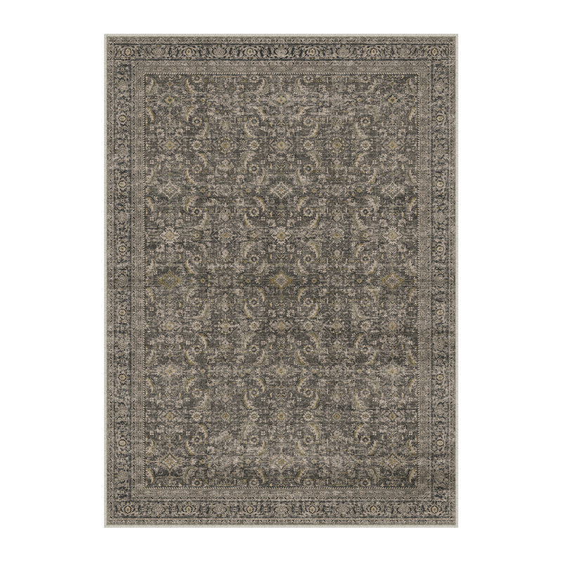 Tapis oriental rétro noir, Rectangle 5 pi x 7 pi 6 po