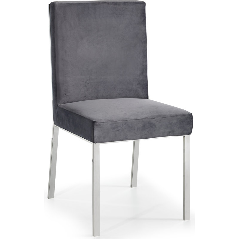 Chaise d'appoint rembourrée en velours Sansa, Velours gris, Chrome