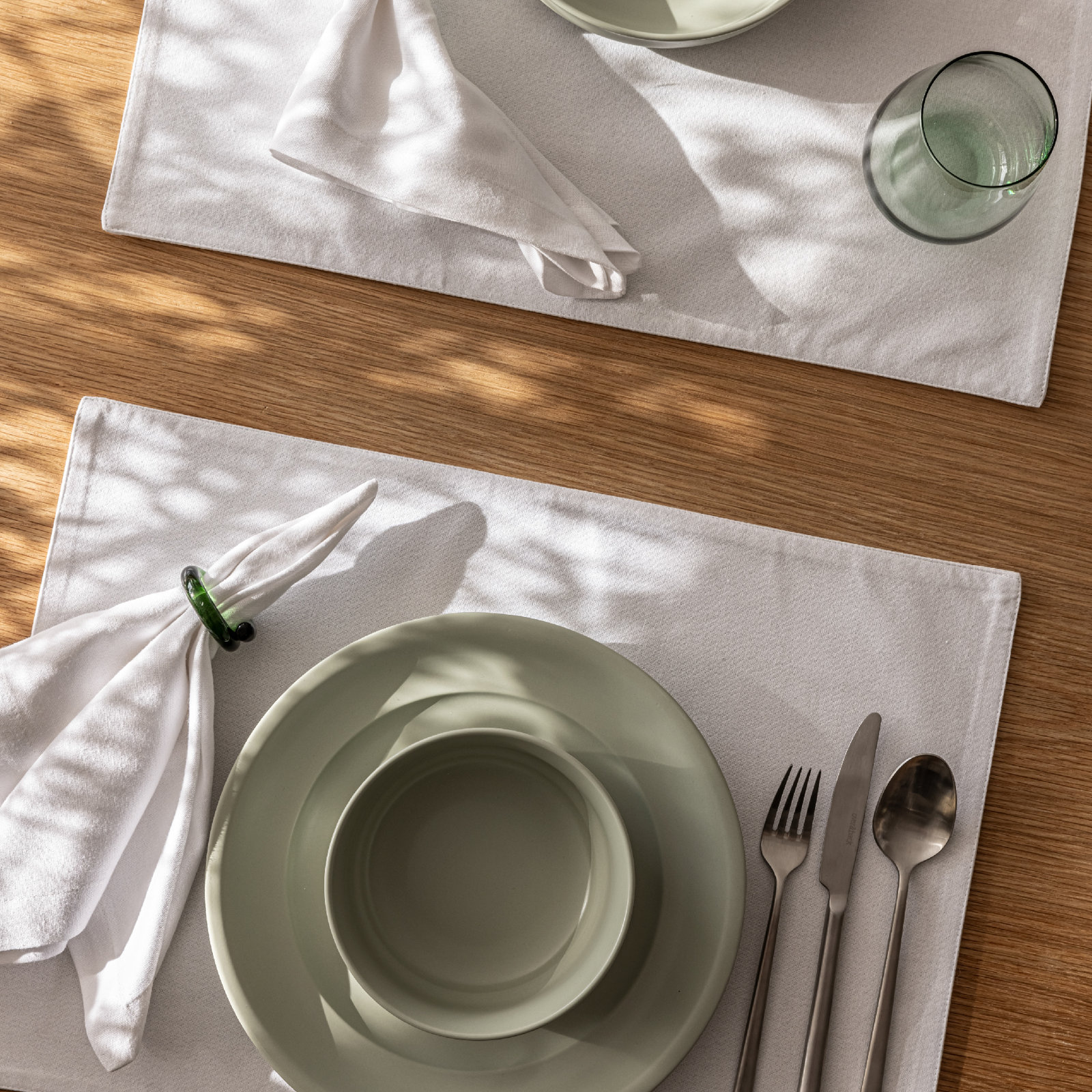 over&back Woven Chambray Cotton Placemat, White
