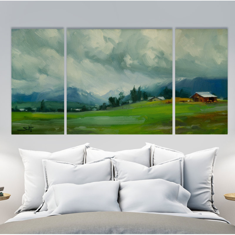 A Premium Wallowa Valley Storm - ensemble de 3 reproductions sur toile, H 40 po x l 80 po x P 1,5 po