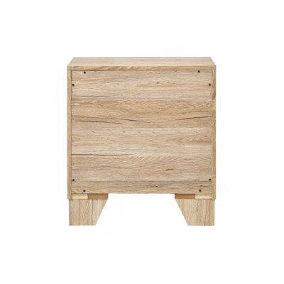 Natural Finish Nightstand With Two Spacious Drawers, Perfect For Bedroom Storage And Stylish Decor.