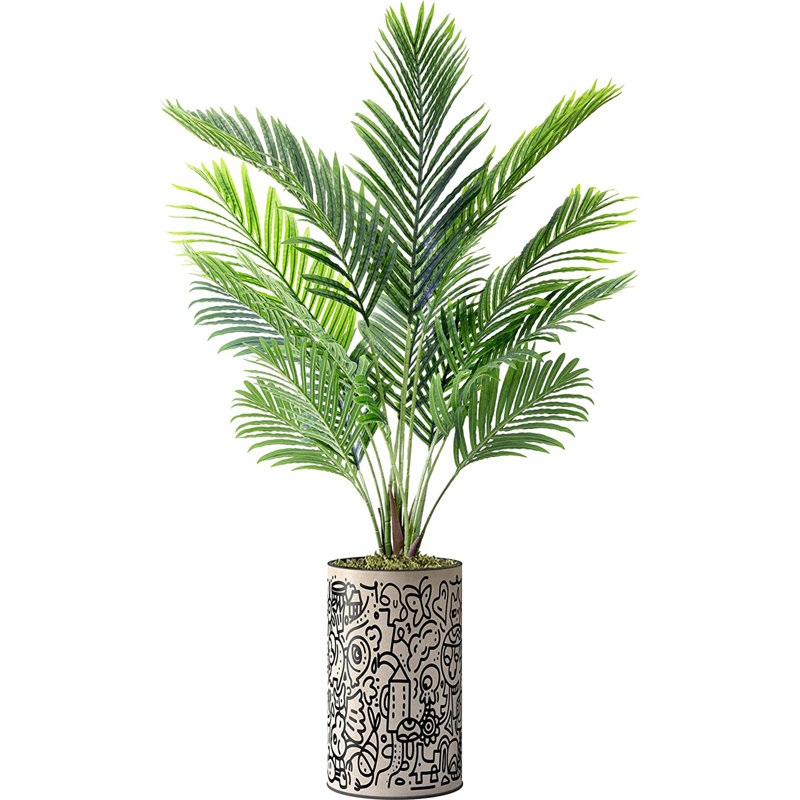 Arbre artificiel en pot, arbre de soie artificiel Areca, H 57 po x l 13 po x P 13 po, Cercles bleus