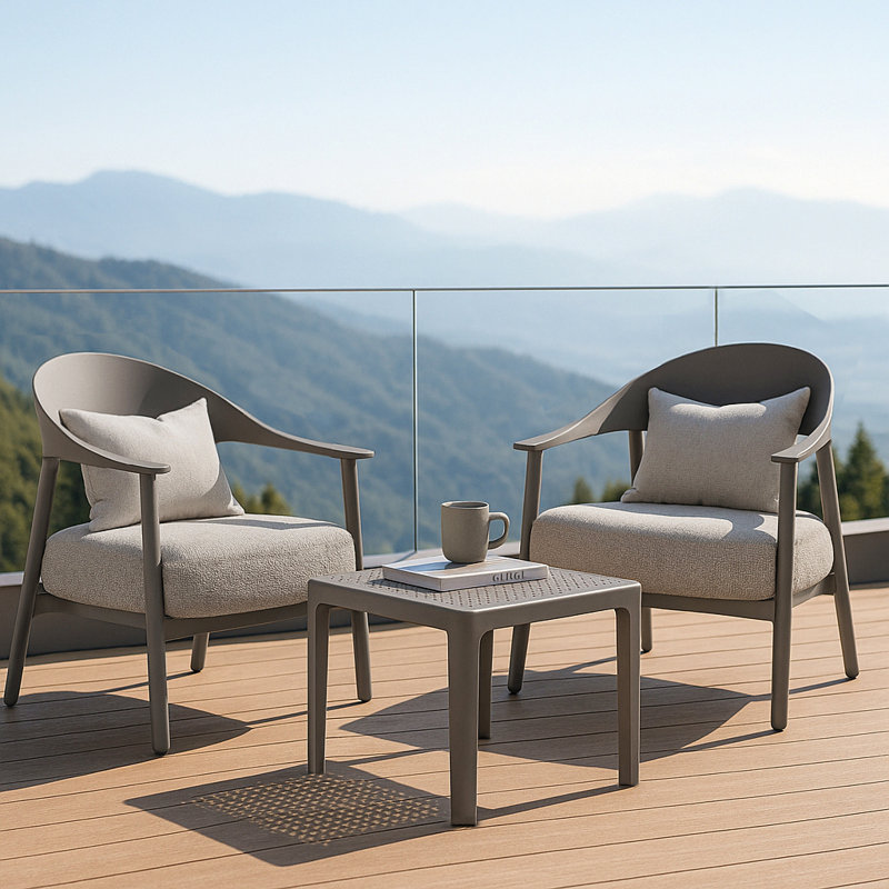 Ensemble de chaises d'appoint modernes 2 pièces avec table basse - ensemble de canapé à structure en acier et en polypropylène, sièges rembourrés pour le salon, le salon et le balcon (2 chaises + 1 table)
