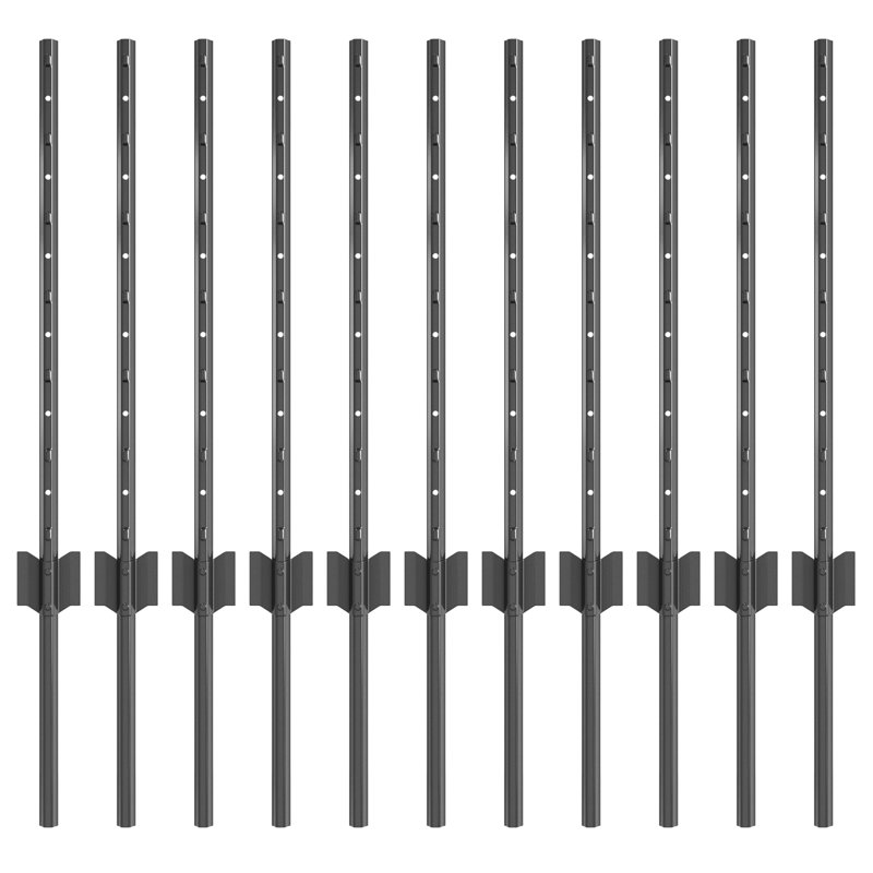 Fence Posts 11 Pcs U-Channel Steel, 60cm H x 8.5cm W, Grey