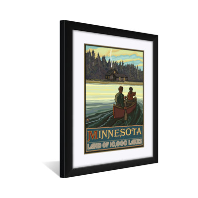 Minnesota Lake Canoers Forest Cabin Professionally Framed & Matted Art Print - by Paul A. Lanquist