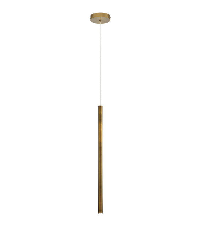 Navada 1 - Light LED Single Pendant, Antique Brass, Medium ( 24" H x 1" W x 1" D )
