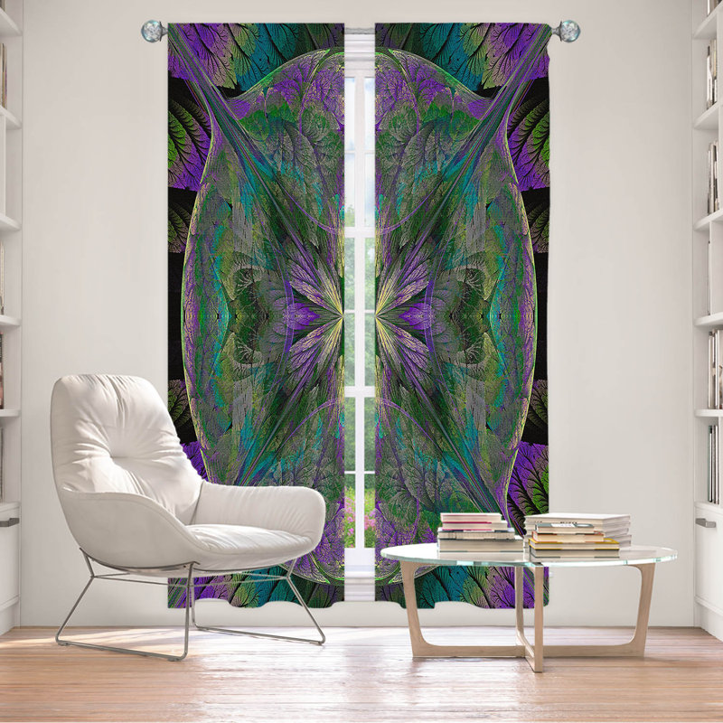 Jeanbaptiste Room Darkening Curtain Pair, Purple/Green/Blue, 20" W x 82" L
