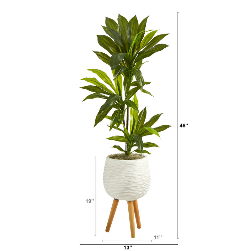 46'' Faux Plant in Fiber Clay Planter, 12in W x 12in D x 46in H