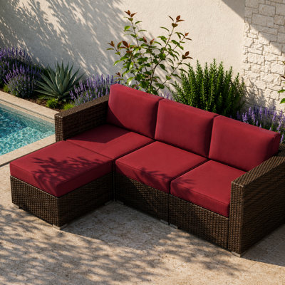 7-Piece Outdoor Replacement Cushion Set with 4" Thick Supportive Foam for Patio Conversation Sets