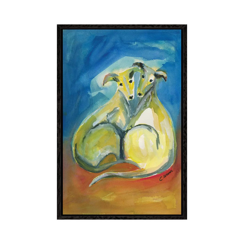 Moonglow Hounds 1 Piece Painting on Canvas, 66.04cm H x 45.72cm W x 3.81cm D, Black Framed
