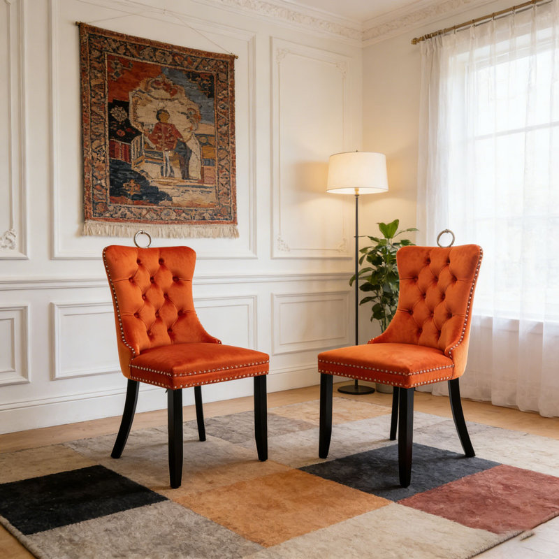 Chaise moderne en bois massif, Orange