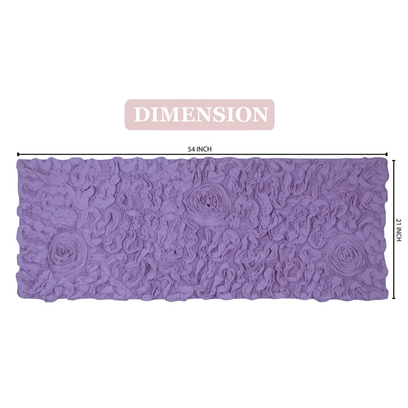 Tapis de bain en coton touffeté à motif floral rose Pascoe, Simple - L 54 po x l 21 po, Mauve