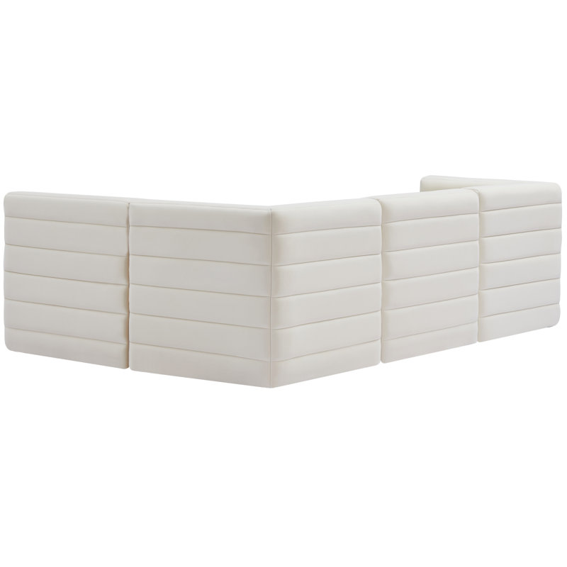Enso Velvet L-Shaped Sectional Reversible, Cream Velvet