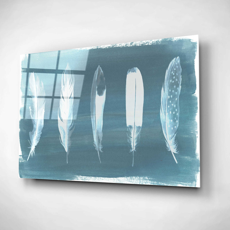 «Feathers On Dusty Teal» par Grace Popp, H 12 po x l 16 po x P 0,13 po