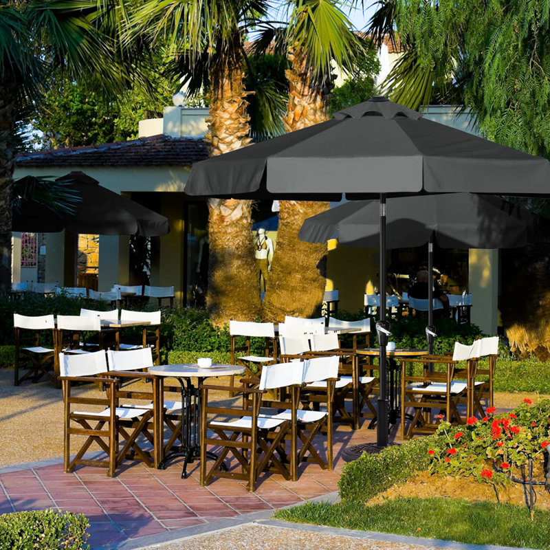Hobert 9' Market Umbrella, Black, 94.5" H x 106" W x 106" D