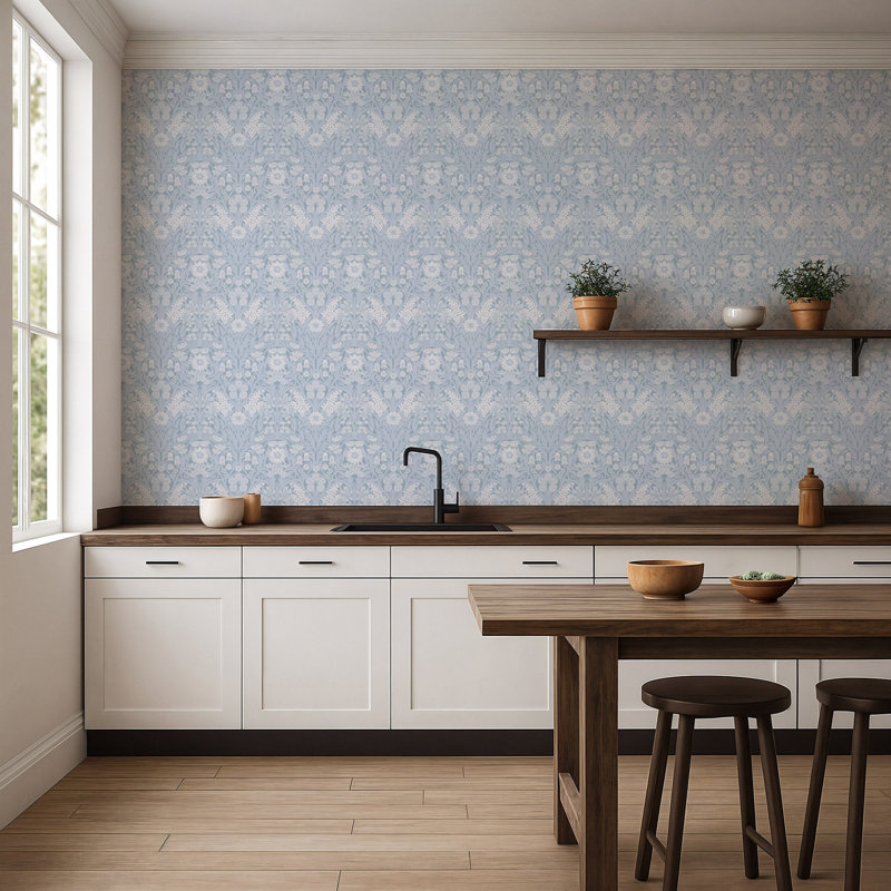 Wild Meadow - Papier peint, Bleu brumeux, Peler et coller, Self-Adhesive