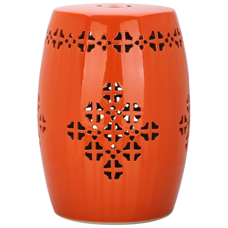 Tabouret de jardin en céramique Iowa Park, Orange brûlé