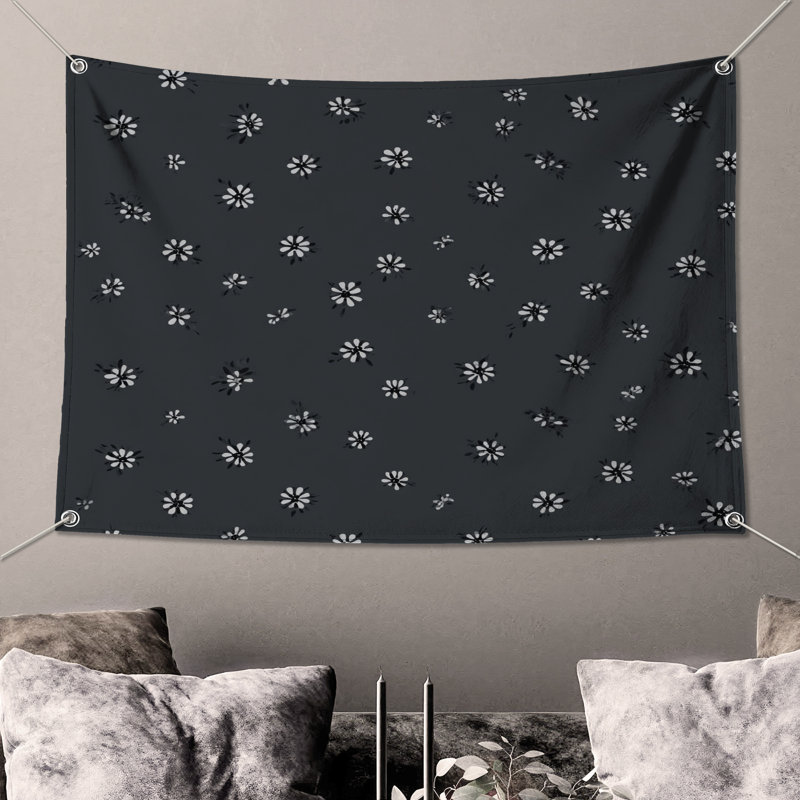 Tapisserie murale fleurs - décoration murale florale, H 68 po x l 80 po avec 4 œillets
