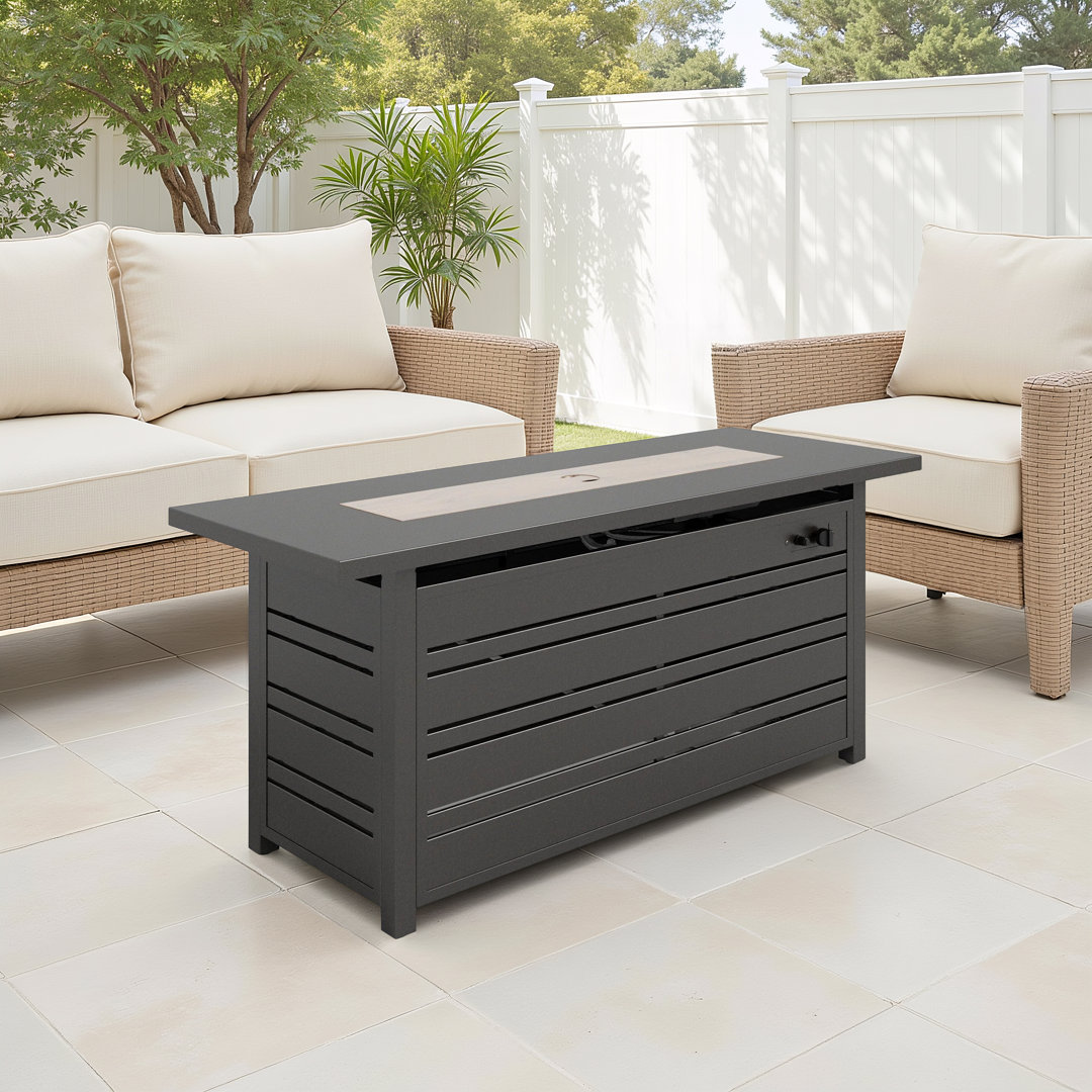 Niven 24.8'' H x 56.7'' W Propane Outdoor Fire Pit Table with Lid Archie & Oscar™ 