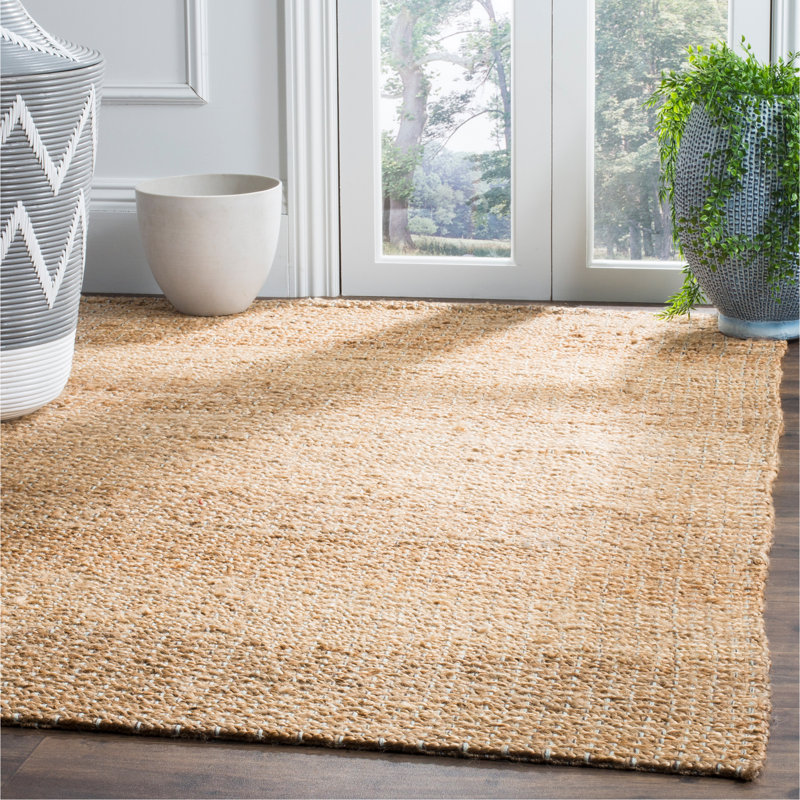 Debroh Natural Fiber Hand Woven Jute Solid Color Rug, Rectangle 4' x 6'