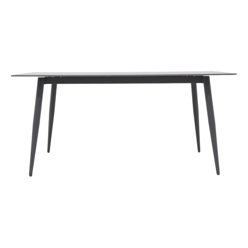 55.12" Modern Artificial Stone White Pandora Straight Edge Black Metal Leg Dining Table-Can Accommodate 6 People(Dining Table Only)