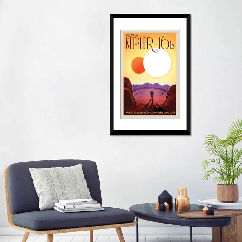 « visions of the future series : kepler-16b », impression sur toile, H 32 po x l 24 po x P 1 po, Papier d'art encadré noir