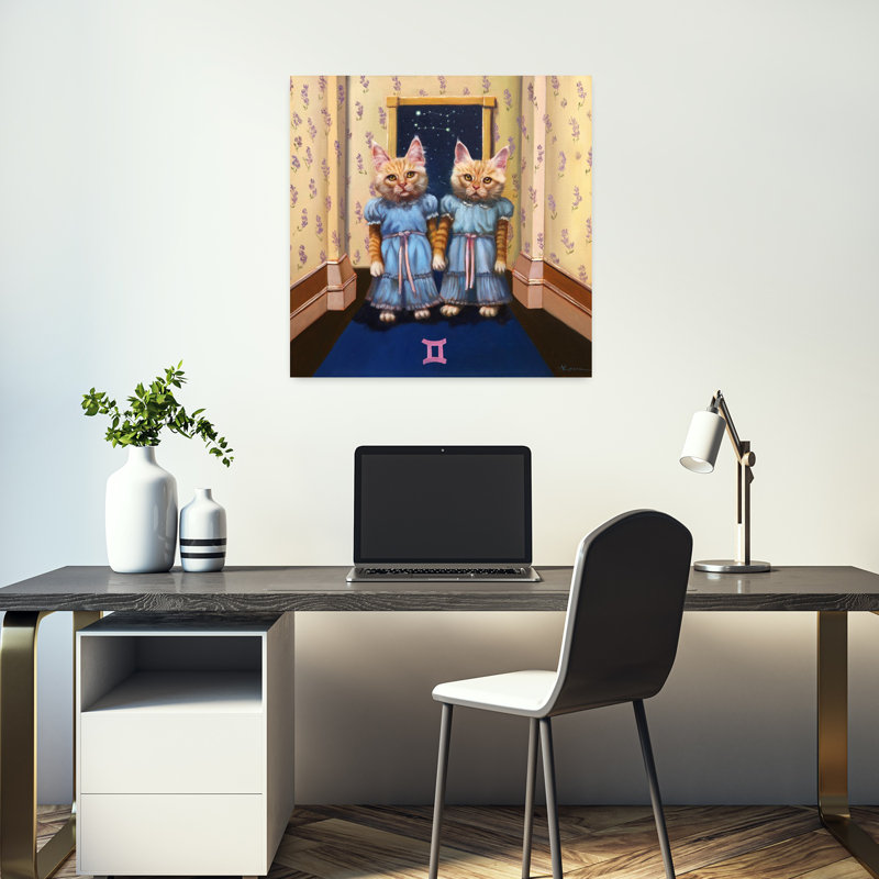 Art urbain contemporain de chat Gemini, H 18 po x l 18 po