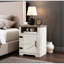 Table de bout rustique - Table de chevet avec rangement pour chambre à coucher et bureau, couleur blanc + chêne, compartiments latéraux modernes spacieux, chêne blanc, robuste
