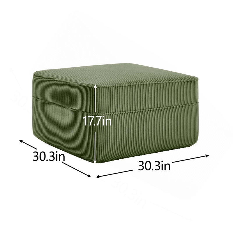 Repose-pieds moderne en tissu de velours côtelé désossé pour une assise et un rangement polyvalents sans assemblage requis