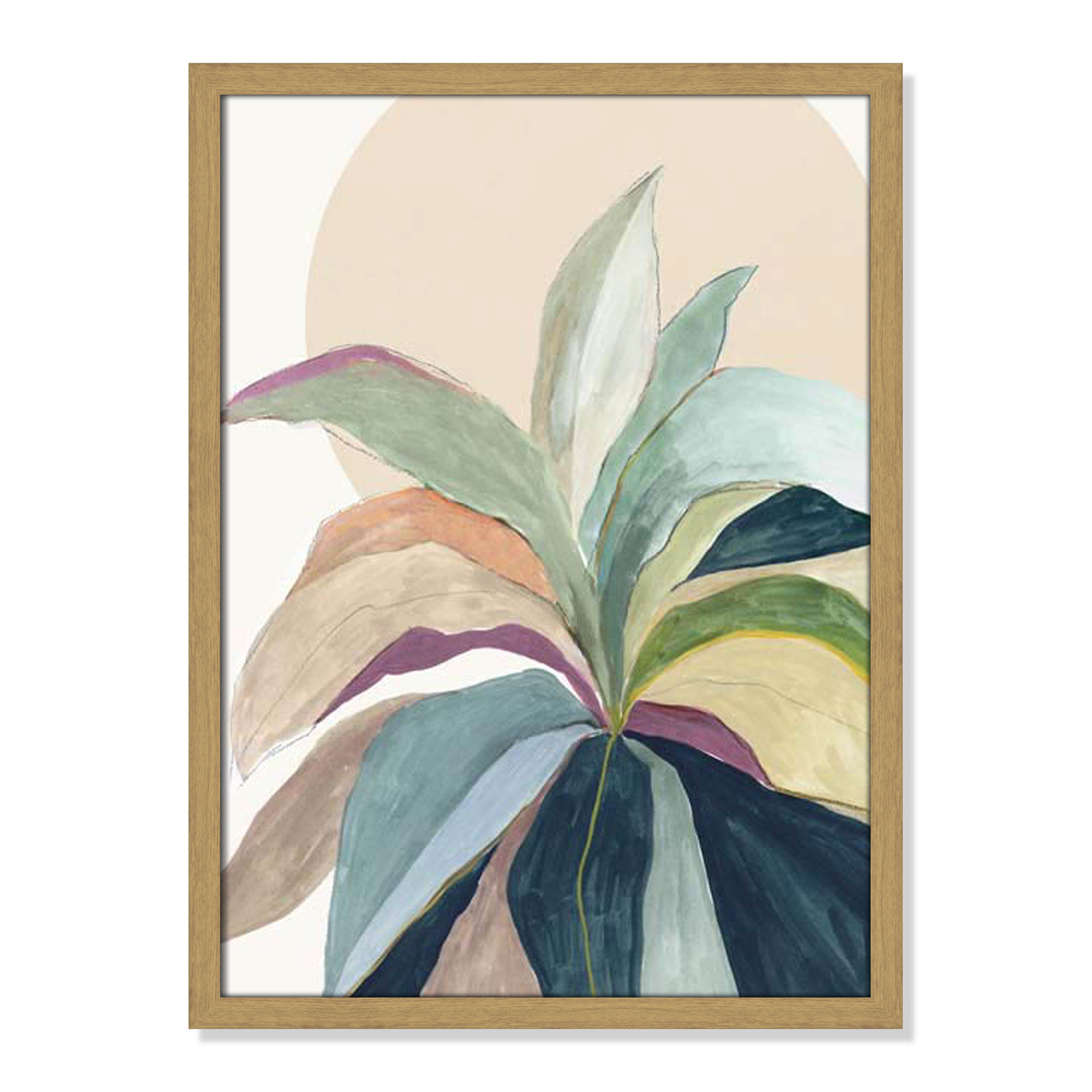 Sunny Bright Leaves II by Asia Jensen, 23" H x 17" W x 0.75" D, Natural Slim Unmatted Picture Framed