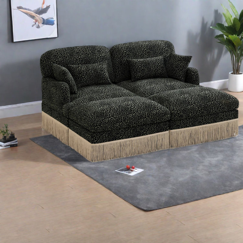 Canapés profonds, imprimé léopard modulaire en chenille, sièges de maison modernes