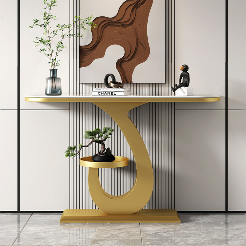 Console Table, 31.5" H x 39.4" W x 11.8" D, Gold