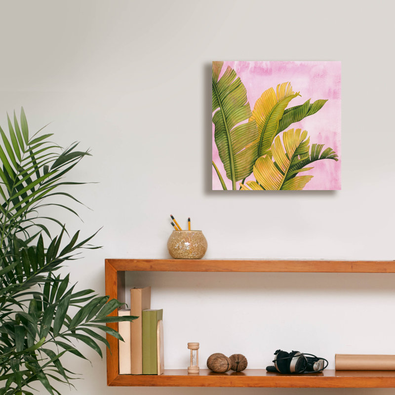  «Pink & Palms 1» par Grace Popp, art mural sur toile, 12 po x 12 po