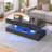 39.4"W Lift Top Coffee Table with APP RGB LED Lights, USB & AC Charging Station, Height Adjustable High Gloss Storage Table-622318063-607341674