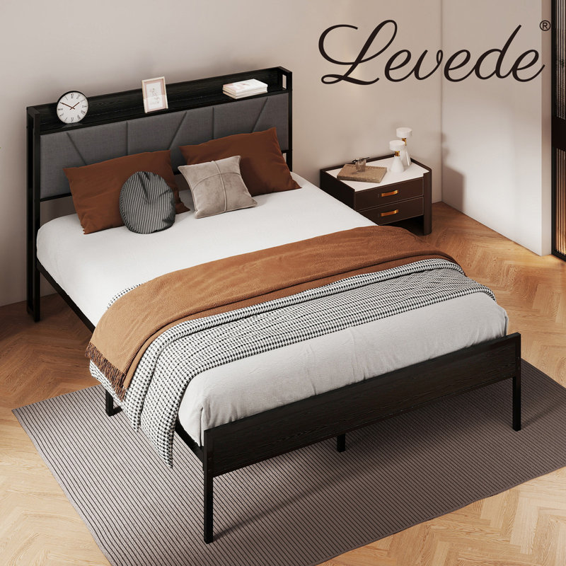 Upholstered Bed, Black, Double (4'6)