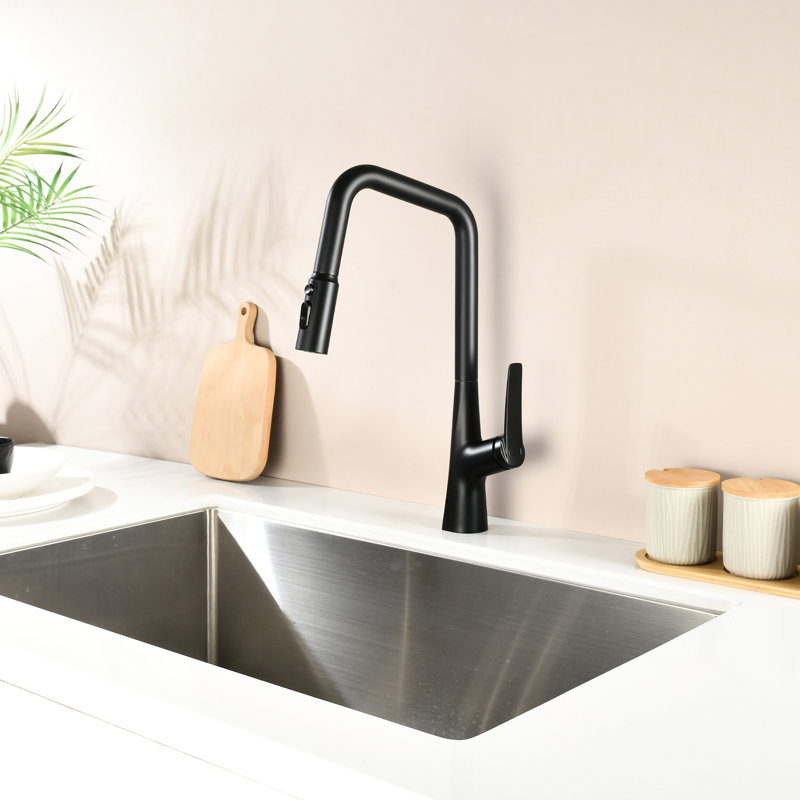 Robinet de cuisine à 3 fonctions, interrupteur à une touche pour interrupteur de mode rapide, conception haute pivotante à 360 °, tuyau rétractable de 23,6 po et modes de débit d'eau pour une utilisation professionnelle à 360 °, pivotant, utilisation
