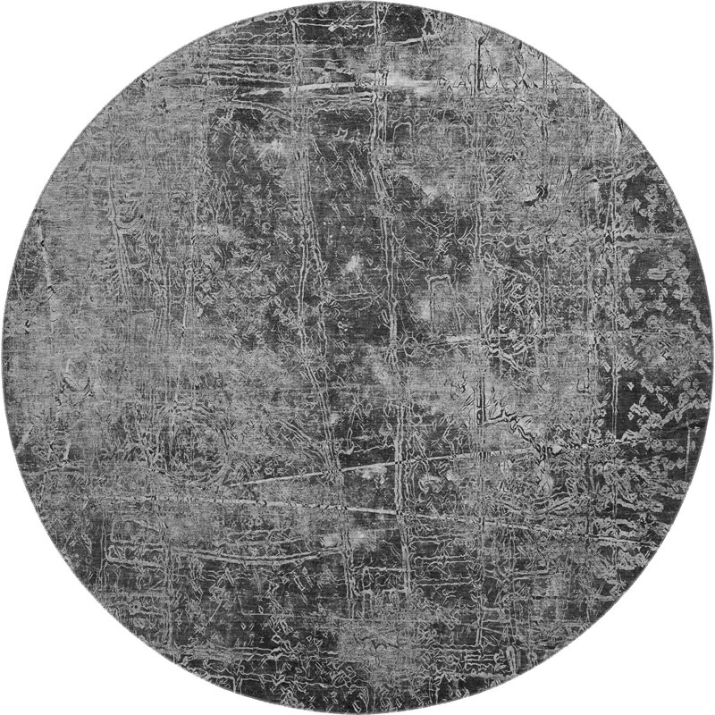 Premium Machine Washable Cerrito AMF559 Gray Rug, Round 8'