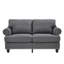 Confortable et classique à 2 places 59,5 po, rembourré gris avec accoudoirs ronds, pieds en bois massif, coussin à haute élasticité à ressorts, housse de coussin amovible, espace de rangement 100% américain moderne,-997976462