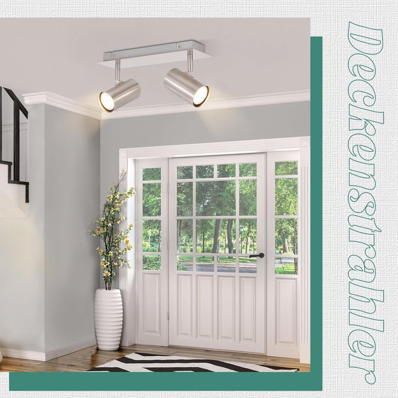 Ceiling spotlight living room ceiling light - ceiling lamp GU10 nickel metal hallway lamp modern ceiling spot swiveling 330° kitchen lamp for living room kitchen bedroom no light source