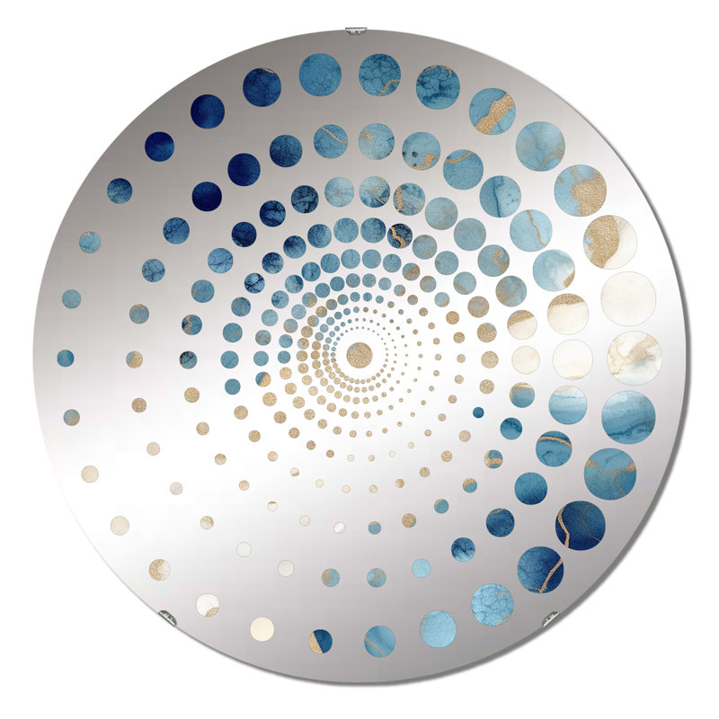 Miroir mural bleu et doré, 31,4 po x 31,4 po