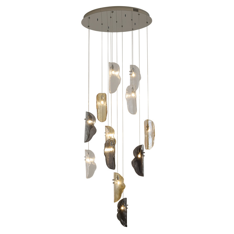 Lustre en verre 12 lumières Transitional , Chrome