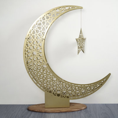 Décoration de table en métal Crescent & Star - élégante sculpture Ramadan and Eid