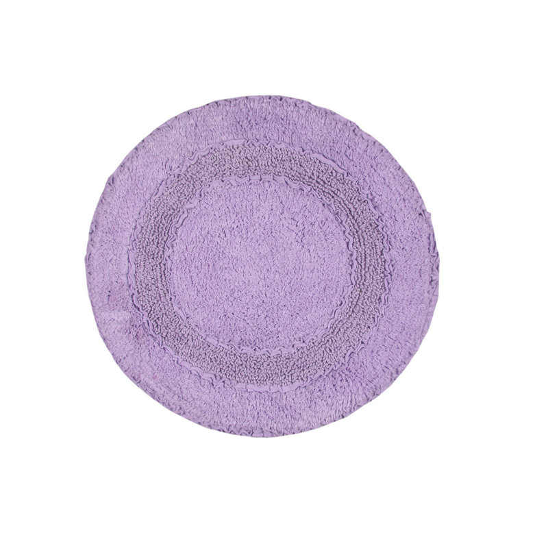 Plush Cotton Round shape bath Rug, Purple, 22"W x 22"L