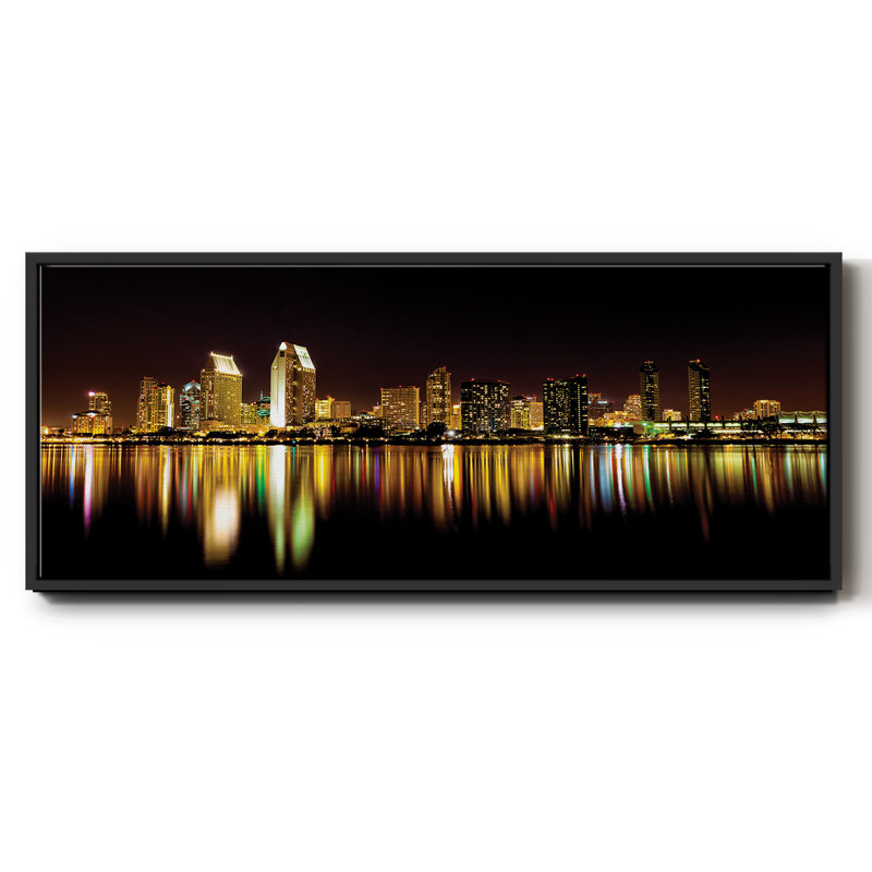 San Diego Skyline - toile encadrée, H 20 po x l 50 po