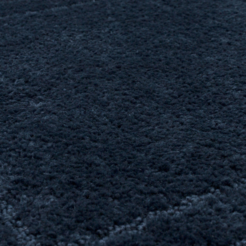 Diplomat Solid Polyester Machine Washable Knitted Bath Mat, 17" W x 24" L, Indigo