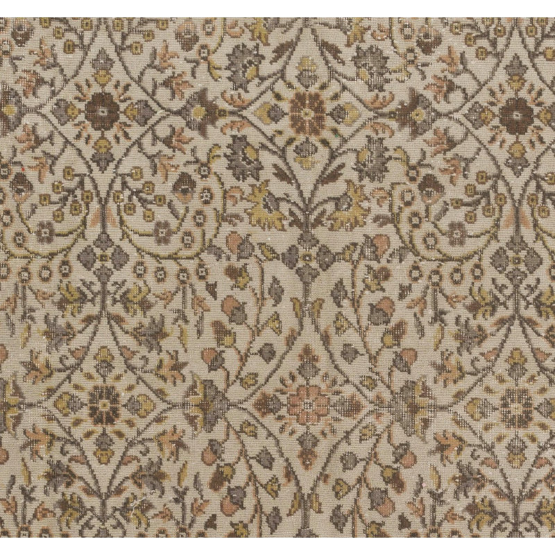 Tapis turc rétro vintage noué à la main à motif floral
