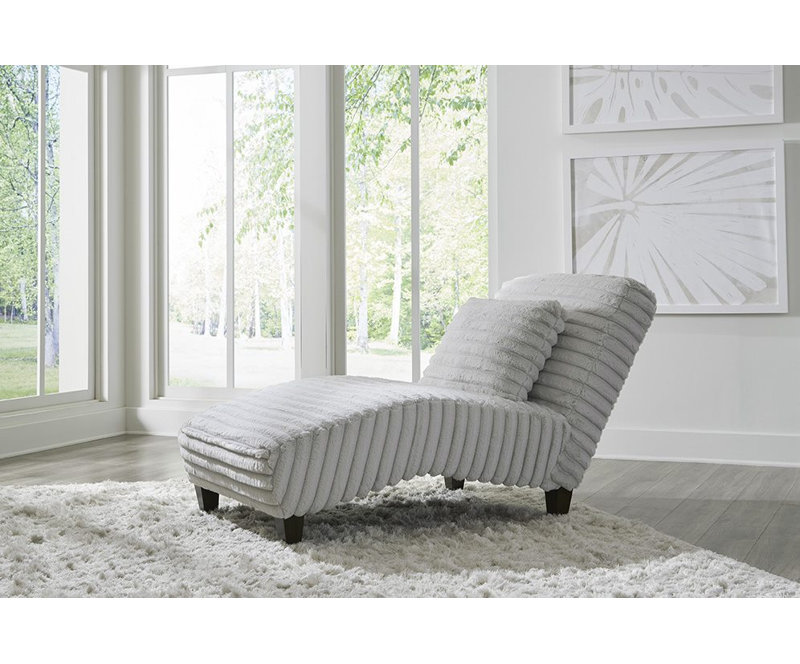 UPHOLSTERED CHAISE LOUNGE, Gray Faux Fur