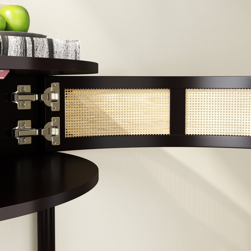 Table de bout demi-lune avec rotin