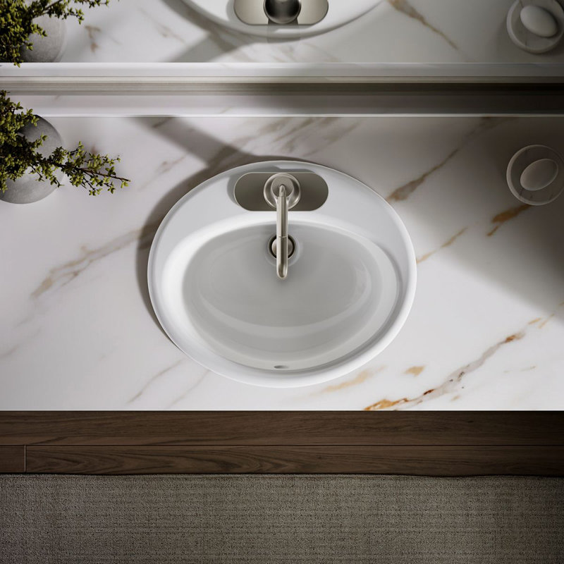 Farmington Metal Oval Drop-In Bathroom Sink with Overflow, White